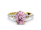 Yellow gold Fancy Pink Oval Cut Diamond Solitaire Ring with Side Stones and Four-Prong Setting_63
