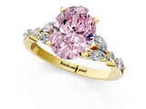 Yellow gold Fancy Pink Oval Cut Diamond Solitaire Ring with Side Stones and Four-Prong Setting_64