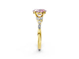 Yellow gold Fancy Pink Oval Cut Diamond Solitaire Ring with Side Stones and Four-Prong Setting_65