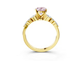 Yellow gold Fancy Pink Oval Cut Diamond Solitaire Ring with Side Stones and Four-Prong Setting_66
