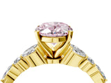Yellow gold Fancy Pink Oval Cut Diamond Solitaire Ring with Side Stones and Four-Prong Setting_67