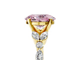 Yellow gold Fancy Pink Oval Cut Diamond Solitaire Ring with Side Stones and Four-Prong Setting_68