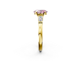 Yellow gold Fancy Pink Oval  Cut Diamond Solitaire Ring with Tapered Baguette Accents and Four-Prong Setting_79