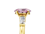 Yellow gold Fancy Pink Oval  Cut Diamond Solitaire Ring with Tapered Baguette Accents and Four-Prong Setting_82