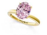 Yellow gold Fancy Pink Oval Cut Diamond Solitaire Ring with Thin Band and Prong Setting_13
