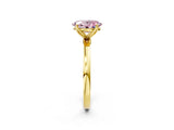 Yellow gold Fancy Pink Oval Cut Diamond Solitaire Ring with Thin Band and Prong Setting_14