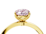 Yellow gold Fancy Pink Oval Cut Diamond Solitaire Ring with Thin Band and Prong Setting_16