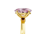 Yellow gold Fancy Pink Oval Cut Diamond Solitaire Ring with Thin Band and Prong Setting_17