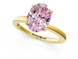 Yellow gold Fancy Pink Oval Cut Diamond Solitaire Ring with Thin Band and Prong Setting_25