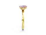 Yellow gold Fancy Pink Oval Cut Diamond Solitaire Ring with Thin Band and Prong Setting_26