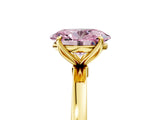 Yellow gold Fancy Pink Oval Cut Diamond Solitaire Ring with Thin Band and Prong Setting_29