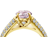 Yellow gold Fancy Pink Oval Cut Diamond Solitaire Ring with Three-Row Pavé Band and Four-Prong Setting_41