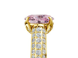 Yellow gold Fancy Pink Oval Cut Diamond Solitaire Ring with Three-Row Pavé Band and Four-Prong Setting_42