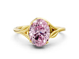 Yellow gold Fancy Pink Oval Cut Diamond Solitaire Ring with Twist Band and Four-Prong Setting_57