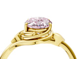 Yellow gold Fancy Pink Oval Cut Diamond Solitaire Ring with Twist Band and Four-Prong Setting_61