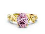 Yellow gold Fancy Pink Oval Cut Diamond Solitaire Ring with Twisted Band and Prong Setting_200