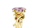Yellow gold Fancy Pink Oval Cut Diamond Solitaire Ring with Twisted Band and Prong Setting_205