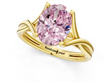 Yellow gold Fancy Pink Oval Cut Diamond Solitaire Twist Band Prong Setting Ring_80