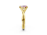 Yellow gold Fancy Pink Oval Cut Diamond Solitaire Twist Band Prong Setting Ring_81