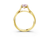 Yellow gold Fancy Pink Oval Cut Diamond Solitaire Twist Band Prong Setting Ring_82