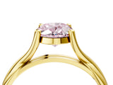 Yellow gold Fancy Pink Oval Cut Diamond Solitaire Twist Band Prong Setting Ring_83