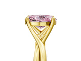 Yellow gold Fancy Pink Oval Cut Diamond Solitaire Twist Band Prong Setting Ring_84