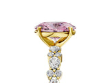 Yellow gold Fancy Pink Oval Cut Diamond Solitaire with Side Stones, Pave Band, Four-Prong Setting_105