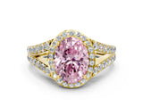 Yellow gold Fancy Pink Oval Cut Diamond Split Shank Halo Ring with Four-Prong Setting_58