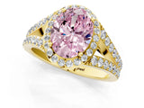 Yellow gold Fancy Pink Oval Cut Diamond Split Shank Halo Ring with Four-Prong Setting_59