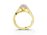 Yellow gold Fancy Pink Oval Cut Diamond Split Shank Halo Ring with Four-Prong Setting_61