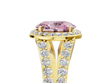 Yellow gold Fancy Pink Oval Cut Diamond Split Shank Halo Ring with Four-Prong Setting_63