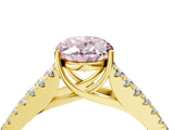 Yellow gold Fancy Pink Oval Cut Diamond Split Shank Pavé Engagement Ring with Four-Prong Setting_95