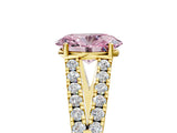Yellow gold Fancy Pink Oval Cut Diamond Split Shank Pavé Engagement Ring with Four-Prong Setting_96
