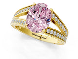 Yellow gold Fancy Pink Oval Cut Diamond Split Shank Ring with Pavé Band and Four-Prong Setting_45