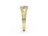 Yellow gold Fancy Pink Oval Cut Diamond Split Shank Ring with Pavé Band and Four-Prong Setting_46