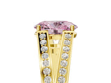 Yellow gold Fancy Pink Oval Cut Diamond Split Shank Ring with Pavé Band and Four-Prong Setting_49