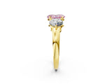 Yellow gold Fancy Pink Oval Cut Diamond Three-Stone Ring with Prong Setting and Classic Band_104