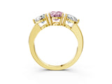 Yellow gold Fancy Pink Oval Cut Diamond Three-Stone Ring with Prong Setting and Classic Band_105