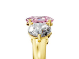 Yellow gold Fancy Pink Oval Cut Diamond Three-Stone Ring with Prong Setting and Classic Band_107
