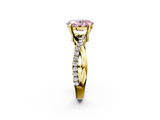 Yellow gold Fancy Pink Oval  Cut Diamond Twist Band Solitaire with Prong Setting_43