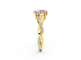 Yellow gold Fancy Pink Oval  Cut Diamond Twisted Band Engagement Ring with Prong Setting_5