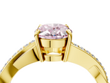 Yellow gold Fancy Pink Oval  Cut Diamond Twisted Band Engagement Ring with Prong Setting_7