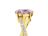 Yellow gold Fancy Pink Oval  Cut Diamond Twisted Band Engagement Ring with Prong Setting_8