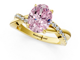 Yellow gold Fancy Pink Oval  Cut Diamond Twisted Band with Pavé Setting and Four-Prong Setting_21