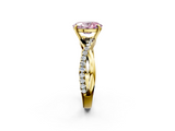 Yellow gold Fancy Pink Oval  Cut Diamond Twisted Band with Pavé Setting and Four-Prong Setting_22