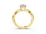 Yellow gold Fancy Pink Oval  Cut Diamond Twisted Band with Pavé Setting and Four-Prong Setting_23