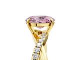 Yellow gold Fancy Pink Oval  Cut Diamond Twisted Band with Pavé Setting and Four-Prong Setting_25