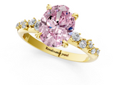 Yellow gold Fancy Pink Oval  Cut Diamond Vine Band with Four-Prong Setting_60