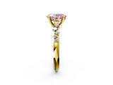 Yellow gold Fancy Pink Oval  Cut Diamond Vine Band with Four-Prong Setting_61