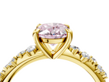 Yellow gold Fancy Pink Oval  Cut Diamond Vine Band with Four-Prong Setting_63